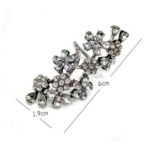 Silver Rhinestone Flower Ring - Picture 2 of 6